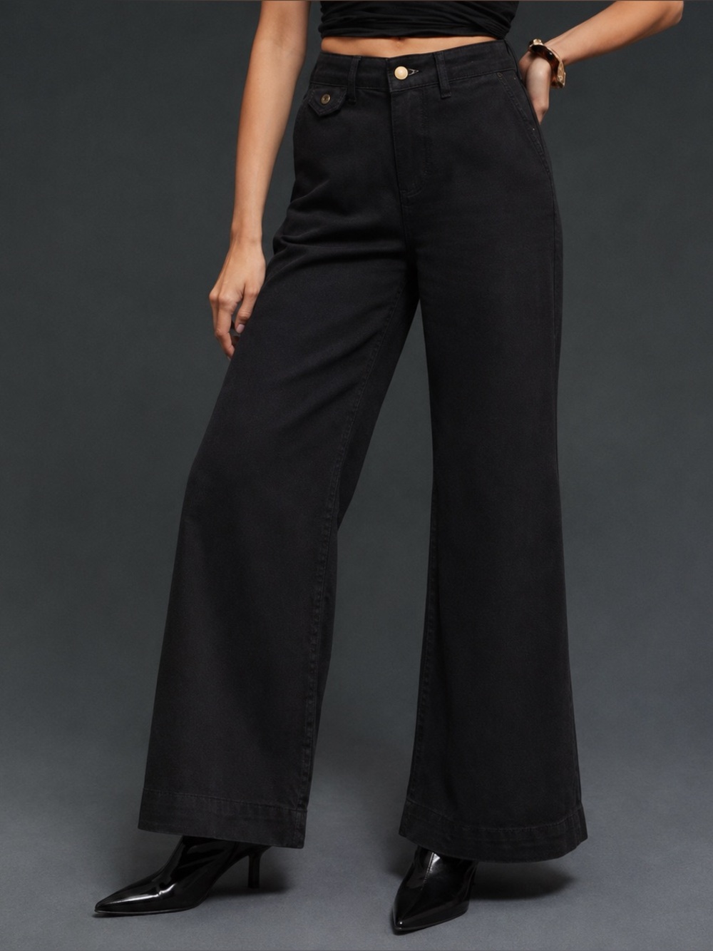 Anthropologie‎ Pilcro High Rise Wide Leg Black Pants